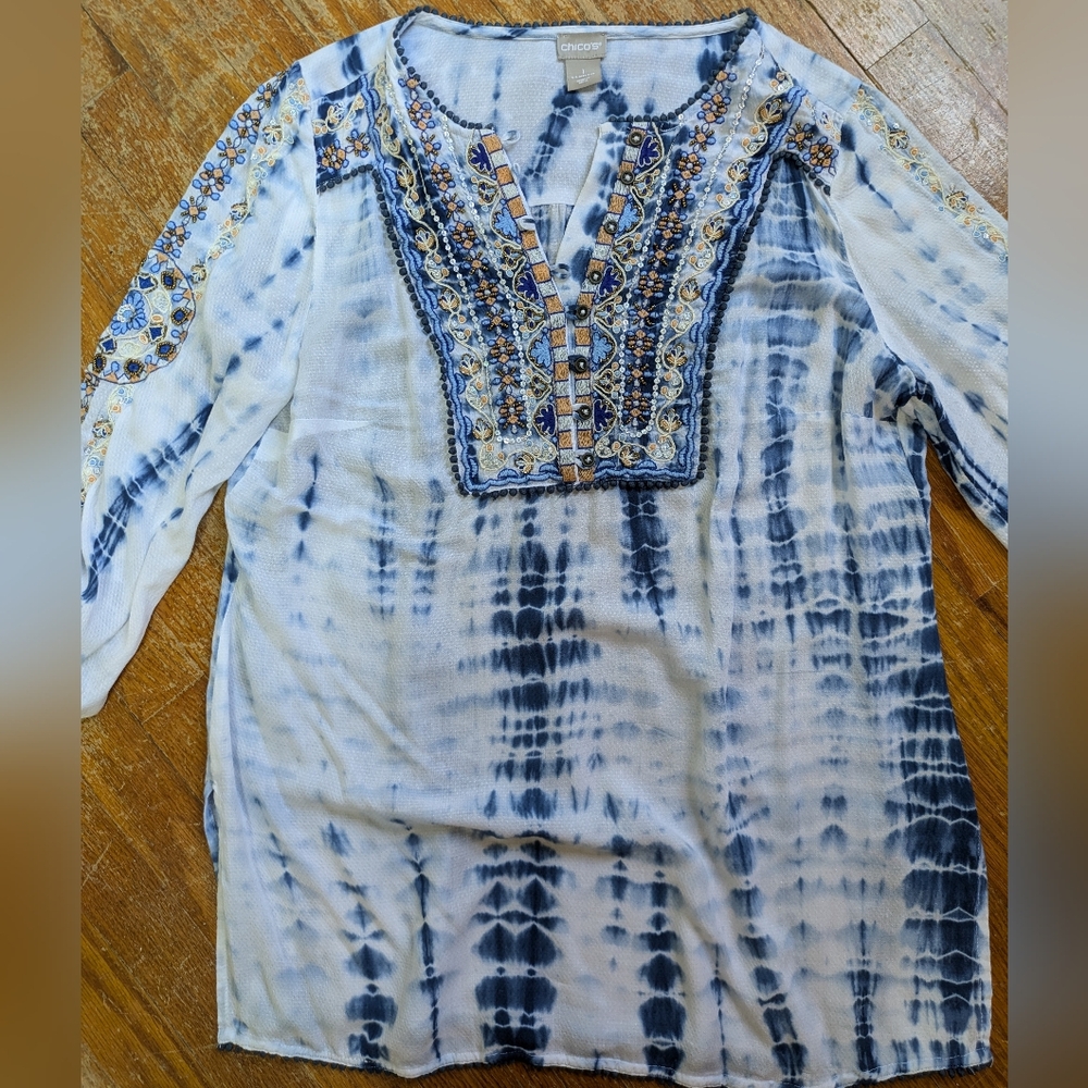 Embroidered Tie-Dye Tunic